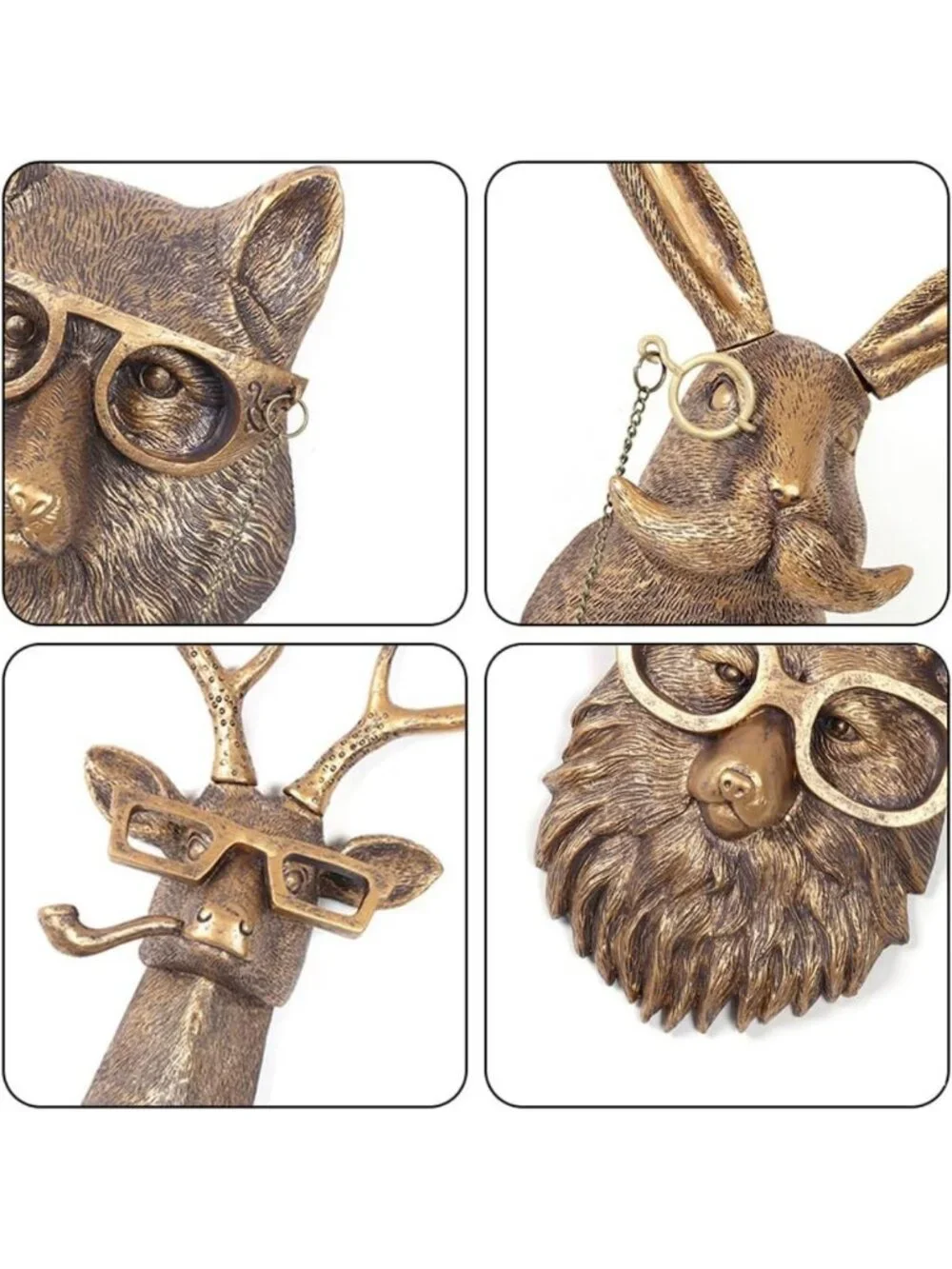 Art Deco Resin Deer Wall Mount Decor - Unique Animal Sculpture for Home & Office